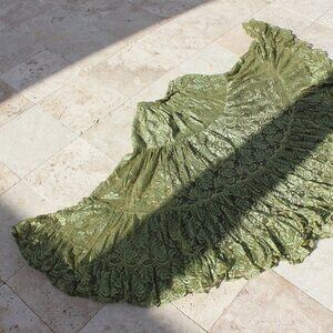 Shiba Vintage Purple or Green Lace Dance Dancing Full Tiered Maxi Skirt